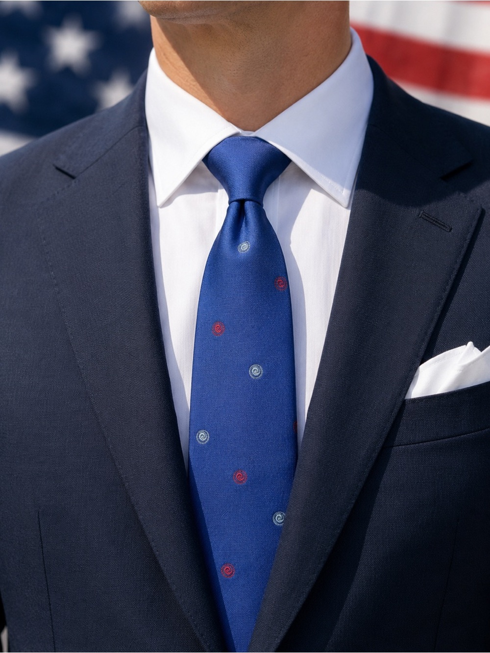 Christian Dior Red White and Blue Silk Blend Tie